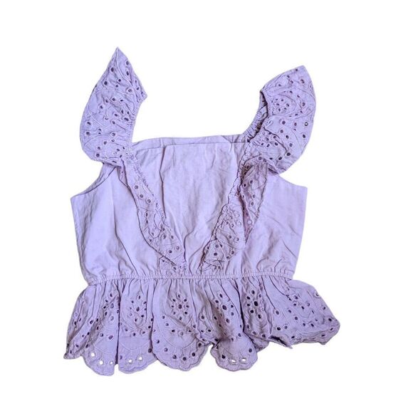 Koko + Mason eyelet lilac ruffle peplum top Medium - Picture 4 of 6